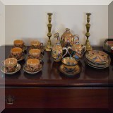 P69. 20-Piece moriage lusterware tea set made in Japan. One handle on teacup broken - $180 
